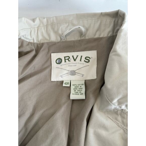 ORVIS Khaki Field Jacket Sports Coat Lined Pockets Size 40Regular (READ)  r1 - Picture 4 of 8